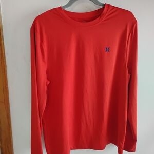 Hurley Men's Long Sleeve Red Stretch UPF Sun Shirt Small